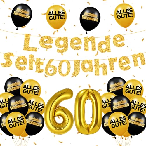 60 Geburtstag Deko Mann Frau 60 Geburtstag Luftballons Schwarz Gold Dekoration zum 60 Geburtstag Mann Ballons 60 Geburtstag Mann Legende Seit 60 Jahren Girlande 60 Geburtstag 60 Geburtstag Supplies von RUMIA