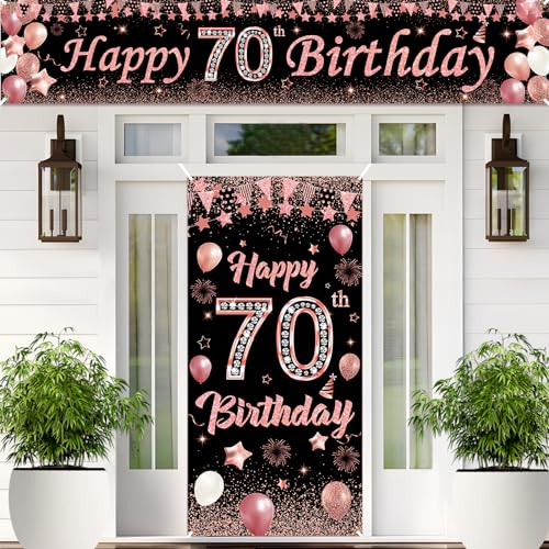 70.Geburtstagsdeko Banner,Schwarz Roségold 70.Geburtstag Deko für 70 Jahre Frauen 70th Birthday Geburtstags Türbanner Hintergrund Geburtstagsbanner,zum 70 Jubiläum Geburtstag Party Dekoration 70.Geburtstagsdeko Banner,Schwarz Roségold 70.Geburtstag Deko für 70 Jahre Frauen 70th Birthday Geburtstags Türbanner Hintergrund Geburtstagsbanner,zum 70 Jubiläum Geburtstag Party Dekoration von RUMIA