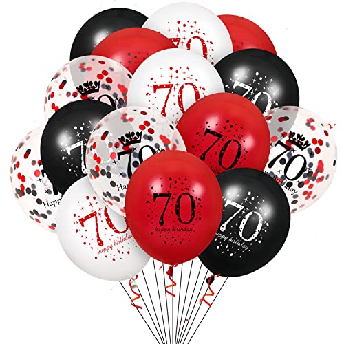 Luftballons zum 70. Geburtstag, 16 Stück Rot Schwarz 70. Geburtstag Luftballons Rot Schwarz 70. Geburtstag Partydekoration Luftballons für Frauen Männer 70. Geburtstag, Jubiläumsdekor von RUMIA