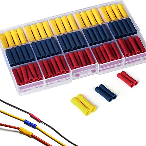 RUNCCI-YUN 200 Stück Kabelverbinder,Stoßverbinder Set,Quetschverbinder,Automobilkabel-Crimp-Klemmen,Elektrische Isoliert Stossverbinder Kabelverbinder,für Kabel - Rot/Gelb/Blau(10-22AWG) von RUNCCI-YUN