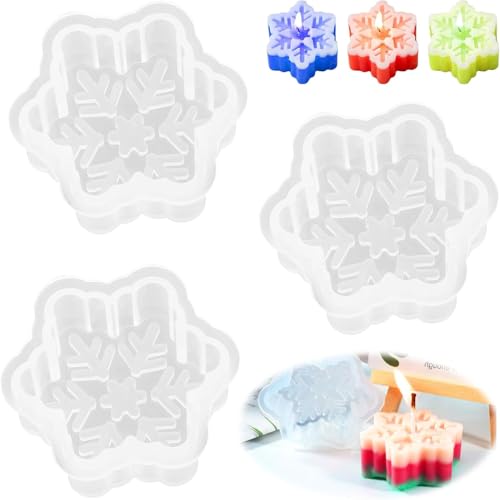 3 Stück Schneeflocke Kerzenform, Seifenform Silikon Kerzengießform 3D Wachs Aromatherapie Seifenherstellung Formen, Weihnachten Kerzen, DIY Harz Epoxidharz Silikonform Kerzenherstellung Handwerk 3 Stück Schneeflocke Kerzenform, Seifenform Silikon Kerzengießform 3D Wachs Aromatherapie Seifenherstellung Formen, Weihnachten Kerzen, DIY Harz Epoxidharz Silikonform Kerzenherstellung Handwerk von RUNEAY