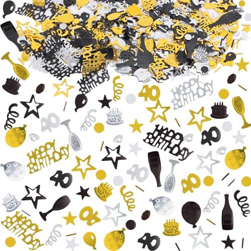 Konfetti 40 Geburtstag 1000 Stück, Konfetti Geburtstag Tischdeko HAPPY BIRTHDAY Konfetti, Streudeko Geburtstag Tischdeko für 40 Geburtstag Deko, Glitzer Konfetti Schwarz Gold Konfetti für Geburtstag Konfetti 40 Geburtstag 1000 Stück, Konfetti Geburtstag Tischdeko HAPPY BIRTHDAY Konfetti, Streudeko Geburtstag Tischdeko für 40 Geburtstag Deko, Glitzer Konfetti Schwarz Gold Konfetti für Geburtstag von RUNEAY
