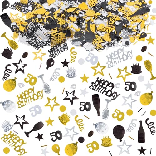 Konfetti 50 Geburtstag 1000 Stück, Konfetti Geburtstag Tischdeko HAPPY BIRTHDAY Konfetti, Streudeko Geburtstag Tischdeko für 50 Geburtstag Deko, Glitzer Konfetti Schwarz Gold Konfetti für Geburtstag Konfetti 50 Geburtstag 1000 Stück, Konfetti Geburtstag Tischdeko HAPPY BIRTHDAY Konfetti, Streudeko Geburtstag Tischdeko für 50 Geburtstag Deko, Glitzer Konfetti Schwarz Gold Konfetti für Geburtstag von RUNEAY