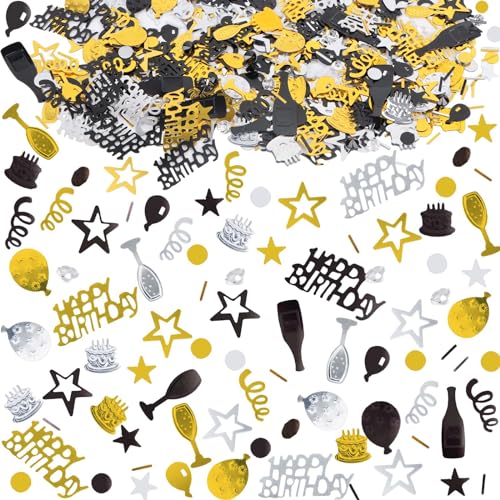 Konfetti Geburtstag 1000 Stück, Konfetti Geburtstag Tischdeko HAPPY BIRTHDAY Konfetti, Streudeko Geburtstag Tischdeko für Geburtstag Deko Tisch, Glitzer Konfetti Schwarz Gold Konfetti für Geburtstag Konfetti Geburtstag 1000 Stück, Konfetti Geburtstag Tischdeko HAPPY BIRTHDAY Konfetti, Streudeko Geburtstag Tischdeko für Geburtstag Deko Tisch, Glitzer Konfetti Schwarz Gold Konfetti für Geburtstag von RUNEAY