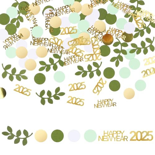 RUNEAY Konfetti Tischdeko HAPPY NEW YEAR 400 Stück, Silvester Deko 2025, Glitzer Grün Gold Neujahrsdeko, Partydeko Silvesterparty RUNEAY Konfetti Tischdeko HAPPY NEW YEAR 400 Stück, Silvester Deko 2025, Glitzer Grün Gold Neujahrsdeko, Partydeko Silvesterparty von RUNEAY