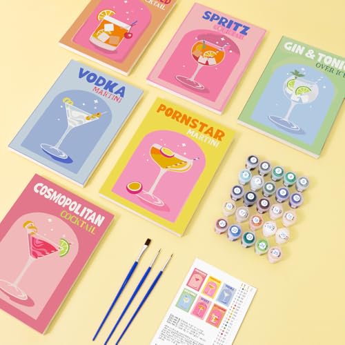Malen Nach Zahlen Erwachsene Paint by Numbers Diy Set Cocktail Landschaft Handgemalt Ölgemälde Leinwand für Home Décor Ohne Rahmen 6 Stück Enthält Pinsel und Farben von RUNEAY