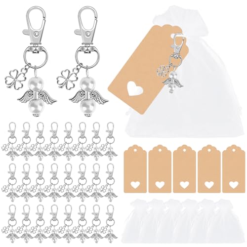 RUNEAY Schutzengel Anhänger Hochzeit 30 Stück, Gastgeschenke Schutzengel Schlüsselanhänger Mit Vierblättriges Kleeblatt Glücksbringer Organza Beutel Kraftpapierkarte für Hochzeit, Taufe, Geburtstag RUNEAY Schutzengel Anhänger Hochzeit 30 Stück, Gastgeschenke Schutzengel Schlüsselanhänger Mit Vierblättriges Kleeblatt Glücksbringer Organza Beutel Kraftpapierkarte für Hochzeit, Taufe, Geburtstag von RUNEAY