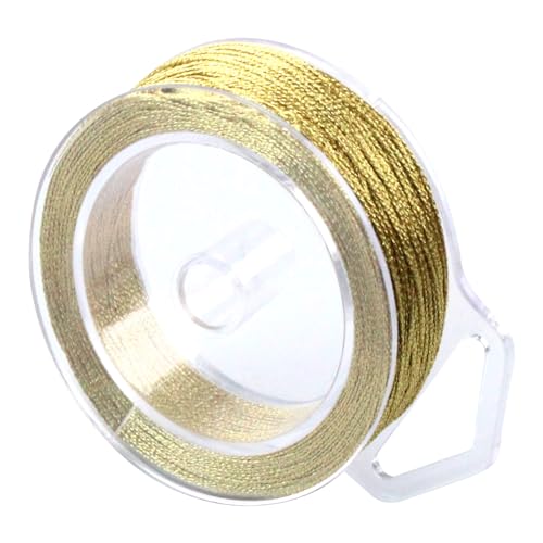 1 Rolle 50M Goldfaden 0.4MM Basteln Kordel Weihnachtskugeln Glitzerband Nylongarn Goldgarn für Basteln Handwerk Hochzeit Dekorieren oder Geschenkverpackung (Gold) von RUNFENG