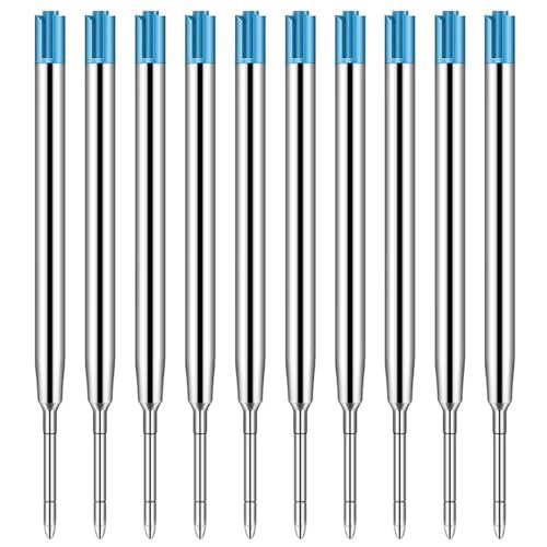 10er-Set Großraumminen für Kugelschreiberminen Großraumminen Metall Ersatzminen für das G2-Format,Kompatible Minen 1,0mm Strichstärke M,Ersatzminen - Kugelschreiber Minen Schreibfarbe Blau von RUNFENG