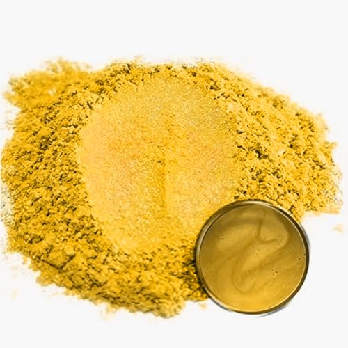 Epoxidharz Farbe 50g Goldpulver Mica Natur Metallic Für Kunsthandwerk,Seifenfarbe,Lipgloss,Lidschatten,Nagellack,Kosmetik,Schleim,Kerzenherstellung (Gold) von RUNFENG