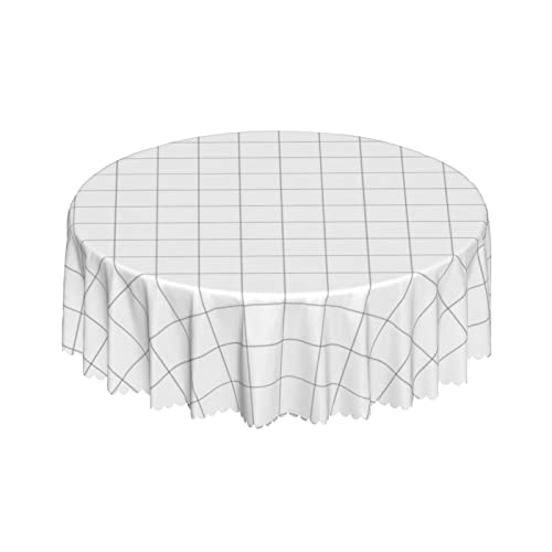 Runde Tischdecke, schwarz-weißes Gitter, waschbar, knitterfrei, Tischdecke für Picknick, Camping, Party, Essen, 152,4 cm Runde Tischdecke, schwarz-weißes Gitter, waschbar, knitterfrei, Tischdecke für Picknick, Camping, Party, Essen, 152,4 cm von RUNMIND