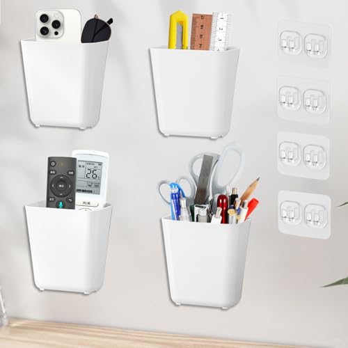 4 Stück Selbstklebendes-Aufbewahrungskorb, Plastik Organizer Aufbewahrungsbox für Kleine Gegenstände und Müll, Wandmontierte Becherhalter für Badezimmer, Küchen, Büro, Schrank, Kühlschrank(weiß) 4 Stück Selbstklebendes-Aufbewahrungskorb, Plastik Organizer Aufbewahrungsbox für Kleine Gegenstände und Müll, Wandmontierte Becherhalter für Badezimmer, Küchen, Büro, Schrank, Kühlschrank(weiß) von RUNQIN OUTDOOR