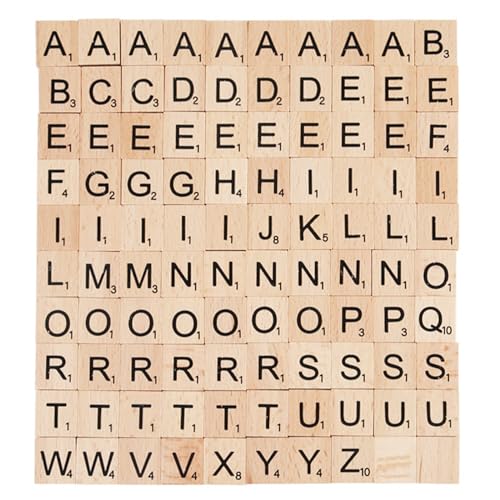 100 Stück Scrabble Buchstaben Holz Alphabet Fliesen Buchstaben,Buchstaben a bis Z Puzzle Holz Buchstaben Handwerk Geschenk Schlafzimmer Decor von blank Holz für Kunsthandwerk DIY von RUOXIXI