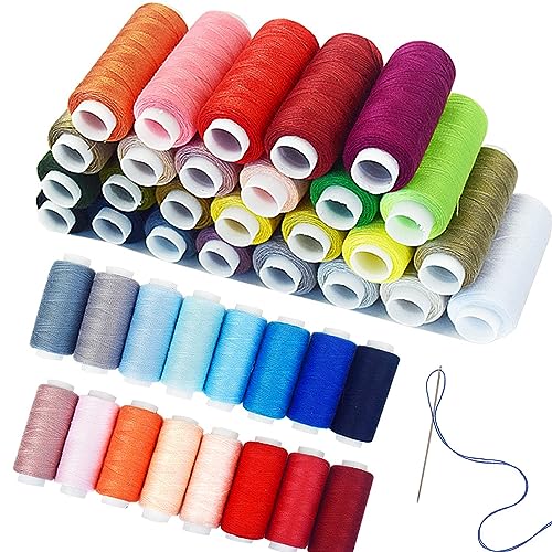 39 Farben Faden & Nadel Nähgarn Set für Nähmaschine,Creativ Nähfaden Set 100 m, Nähzubehör für Hand oder Maschinennähen,Quilting-Werkzeuge, Polyester-Stickgarn für Nähmaschinen-Handnähte Nähgarn von RUOXIXI