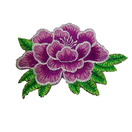 Bestickte Blumenstoff-Flicken, Applikationen für Kleidung, zum Aufbügeln, Pfingstrosen, dekorativ (lila) von RURUR