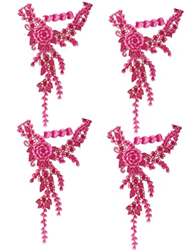Bestickte Stoffaufnäher, Applikationen für Kleidung, 4 Stück, zum Aufnähen, Blumenstickerei (Rose) von RURUR