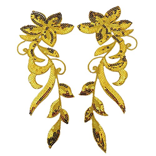 Bestickte Stoffaufnäher, Applikationen für Kleidung, bestickte Aufnäher zum Aufbügeln, Paillettenapplikationen (Gold) von RURUR