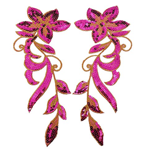 Bestickte Stoffaufnäher, Applikationen für Kleidung, bestickte Aufnäher zum Aufbügeln, Paillettenapplikationen (Rose) von RURUR