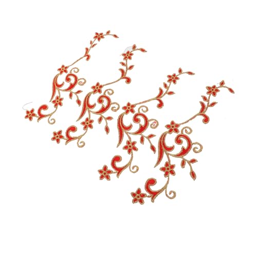Bestickte Stoffaufnäher, Applikationen für Kleidung, bestickte Blumenaufnäher, Zubehör (rot) von RURUR
