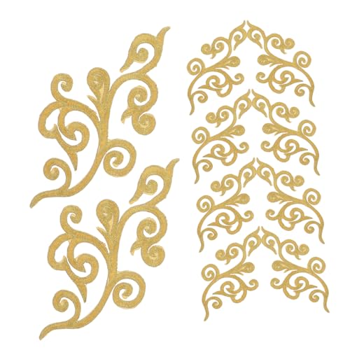 Bestickte Stoffaufnäher, Applikationen für Kleidung, elegante Blumen-Pailletten, bestickte Applikationen (goldfarben) von RURUR