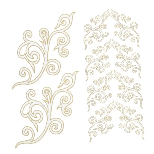 Bestickte Stoffaufnäher, Applikationen für Kleidung, elegante Blumen-Pailletten, bestickte Applikationen (weiß) von RURUR