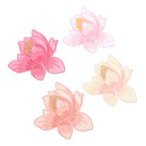 Bestickte Stoffaufnäher mit Blumenmuster, Applikationen für Kleidung, 4 Stück Stickerei-Aufnäher, Lotus-Bügeleisen, dekorativ Bestickte Stoffaufnäher mit Blumenmuster, Applikationen für Kleidung, 4 Stück Stickerei-Aufnäher, Lotus-Bügeleisen, dekorativ von RURUR