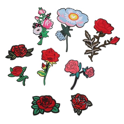 Bestickte Stoffaufnäher mit Blumenmuster, Applikationen für Kleidung, 9 Stück bestickte Bügelbilder Bestickte Stoffaufnäher mit Blumenmuster, Applikationen für Kleidung, 9 Stück bestickte Bügelbilder von RURUR