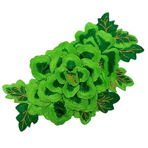 Bestickte Stoffaufnäher mit Blumenmuster, Applikationen für Kleidung, DIY, Kleidung, Verzierungen, Taschen, Geldbörsen (grün) von RURUR