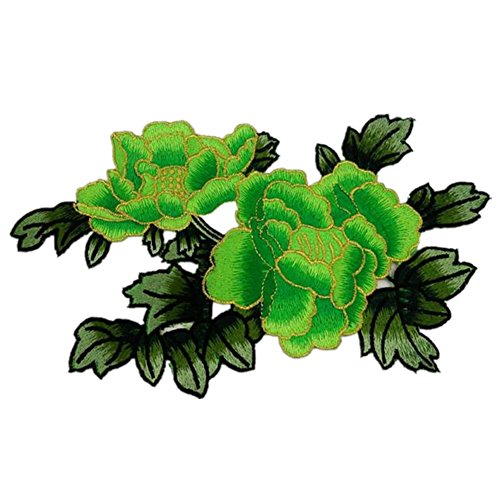 Bestickte Stoffflicken mit Blumenmuster, Applikationen für Kleidung, bestickte Applikationen zum Aufnähen oder Aufbügeln (grün) von RURUR