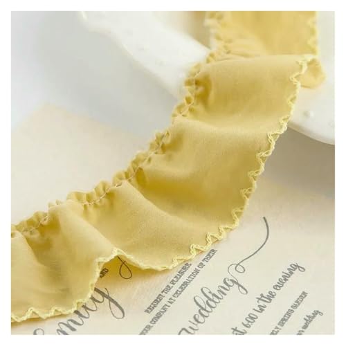 Gekräuselter, plissierter Spitzenbesatz, Spitzenbesatz zum Nähen, gerüschtes Faltenband, DIY-Haarschleife, Nähzubehör (Gelb, 50 mm) von RURUR