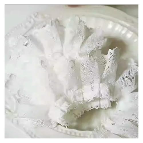 Gekräuselter, plissierter Spitzenbesatz, Spitzenbesatz zum Nähen, herzförmiges großes Stirnband mit Falten, weiches Design (weiß) von RURUR