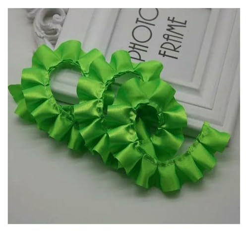 Gekräuselter, plissierter Spitzenbesatz, Spitzenborte zum Nähen, 2,5 cm breit, Satin-Faltenband, zum Basteln, Fruchtgrün, Satin Gekräuselter, plissierter Spitzenbesatz, Spitzenborte zum Nähen, 2,5 cm breit, Satin-Faltenband, zum Basteln, Fruchtgrün, Satin von RURUR