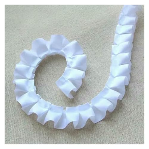 Gekräuselter, plissierter Spitzenbesatz, Spitzenborte zum Nähen, 2,5 cm breit, Satin-Faltenband, zum Basteln, Reinweißer Satin Gekräuselter, plissierter Spitzenbesatz, Spitzenborte zum Nähen, 2,5 cm breit, Satin-Faltenband, zum Basteln, Reinweißer Satin von RURUR