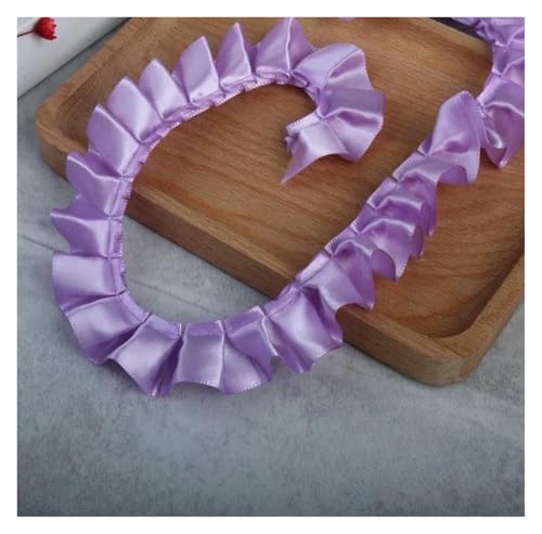 Gekräuselter, plissierter Spitzenbesatz, Spitzenborte zum Nähen, 2,5 cm breit, Satin-Faltenband, zum Basteln, Violett von RURUR
