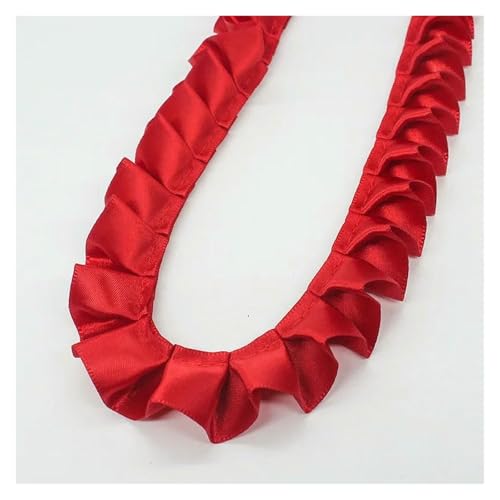 Gekräuselter, plissierter Spitzenbesatz, Spitzenborte zum Nähen, 4,5 m lang, 2,5 cm breites Band, gefaltet, DIY-Kleidungszubehör (Dunkelrot, 4,5 m) von RURUR