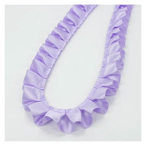 Gekräuselter, plissierter Spitzenbesatz, Spitzenborte zum Nähen, 4,5 m lang, 2,5 cm breites Band, gefaltet, DIY-Kleidungszubehör (Hellviolett, 4,5 m) von RURUR