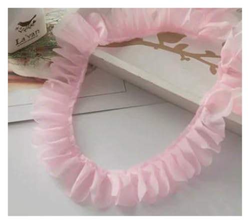 Gekräuselter, plissierter Spitzenbesatz, Spitzenborte zum Nähen, 40 Meter plissiert, Rüschen, Tüllband, Nähen, DIY (Rosa) von RURUR