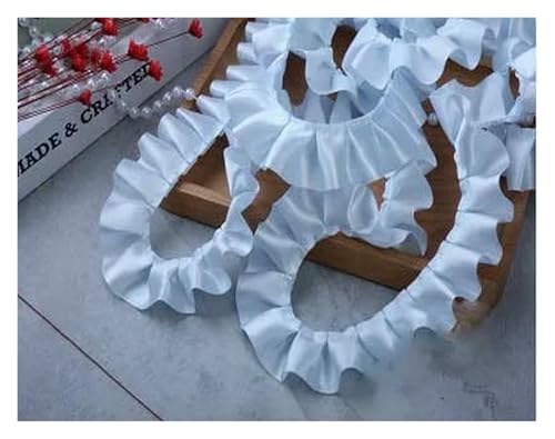 Gekräuselter, plissierter Spitzenbesatz, Spitzenborte zum Nähen, 60 Meter Nähband, plissiert, Handwerk (hellblau) von RURUR