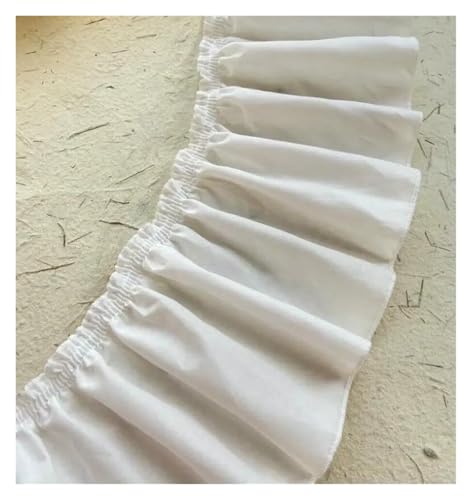 Geraffter plissierter Spitzenbesatz, Spitzenborte zum Nähen, 14 cm breit, Faltenstoff, Vorhangkantenmaterial (5 m) von RURUR