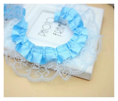 Geraffter plissierter Spitzenbesatz, Spitzenborte zum Nähen, 40 m, 2-lagig, 4,5 cm, Vintage-Stil, gerafftes Netz-Chiffonband (blau) von RURUR