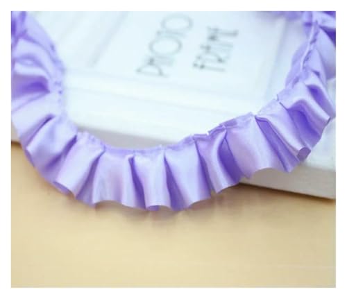 Gerüschter plissierter Spitzenbesatz, Spitzenbesatz zum Nähen, 30 Meter Satin-Rüschenstoff, 2,5 cm breit, Nähband (Hellviolett) von RURUR