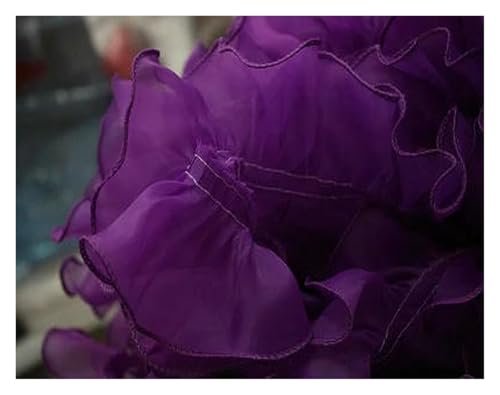 Gerüschter plissierter Spitzenbesatz, Spitzenbesatz zum Nähen, 30 m, plissiertes Organza-Rüschenband, Stoff zum Selbermachen (lila) von RURUR