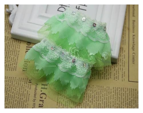Gerüschter plissierter Spitzenbesatz, Spitzenbesatz zum Nähen, 40 m, Vintage-Rüschen, Satin-Chiffon-Band, Stoff (grün) von RURUR
