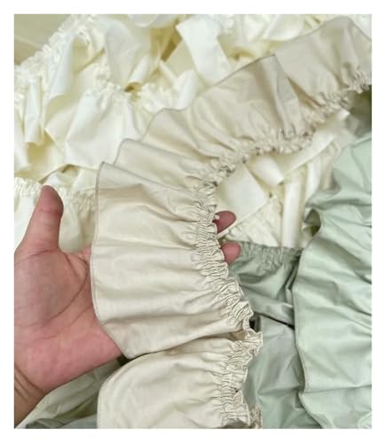 Gerüschter plissierter Spitzenbesatz, Spitzenbesatz zum Nähen, 9 cm reine Baumwolle, Rüschen, Baumwolltuch (Khaki, 3 m) von RURUR