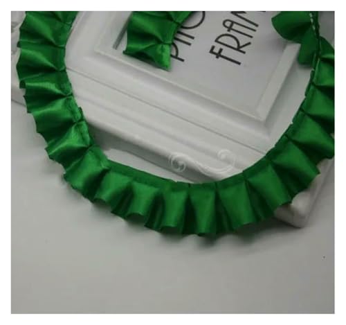 Gerüschter plissierter Spitzenbesatz, Spitzenborte zum Nähen, 2,5 cm breites Band, gefaltetes Gurtband, DIY-Zubehör (Weihnachtsgrün) von RURUR