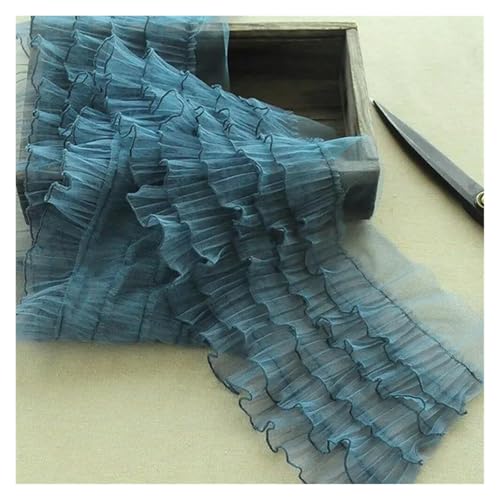 Gerüschter plissierter Spitzenbesatz, Spitzenborte zum Nähen, 3D-Faltenfalten, 5-lagig, gerüschter Stoff, DIY-Zubehör (Hellblau) von RURUR