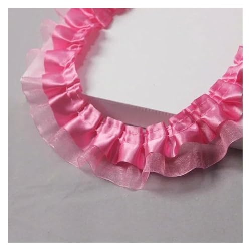 Gerüschter plissierter Spitzenbesatz, Spitzenborte zum Nähen, 40 Meter Satin, 2-lagig, Organza, Rüschen, Chiffonband (Pfirsich) von RURUR