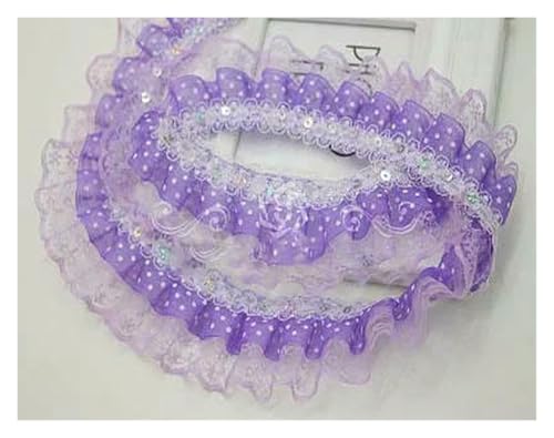Gerüschter plissierter Spitzenbesatz, Spitzenborte zum Nähen, 40 m, Chiffon-Rüschen, plissiertes Kleid, Dekoration (Hellviolett) von RURUR