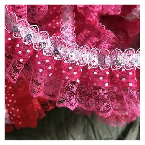 Gerüschter plissierter Spitzenbesatz, Spitzenborte zum Nähen, 40 m, Chiffon-Rüschen, plissiertes Kleid, Dekoration (rot) von RURUR