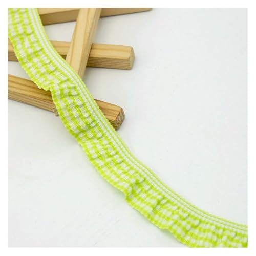 Gerüschter plissierter Spitzenbesatz, Spitzenborte zum Nähen, 45,7 m, 20 mm, elastisches kariertes Band, Stoffdekoration (Keylime) von RURUR